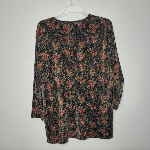 Vintage dark moody floral accordion pleated pullover whimsigoth top 90s - Picture 2 of 6